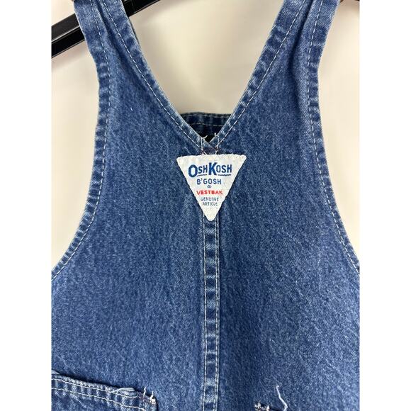 Vintage OshKosh B’gosh Baby Toddler Overalls 2T USA Union Made Blue Denim Bib - Picture 11 of 14